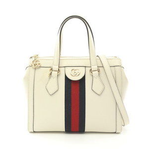 Gucci Ophidia GG Tote Bag Leather White Navy Blue Red